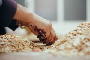a person's hand with argan